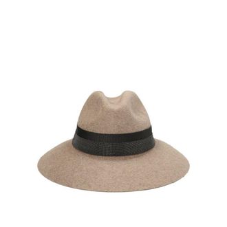 Brunello Cucinelli Womens Greige Ultrablack Felt Hat, Size L