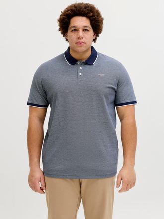 Jack & Jones Plus Size Poloshirt JPRBLUALVES SS POLO PLS, Herren, Gr. 4XL, maritime blau detail:melange, Jersey, Obermaterial: 50% Baumwolle, 50% Polyester, JACK & JONES PLU