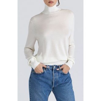 House of CB Angel Silk & Wool Blend Mock Neck Sweater in Ivory at Nordstrom, Size X-Small