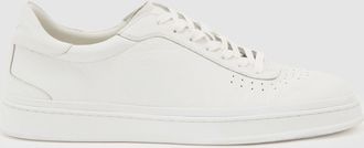 Reiss White Leather Perforated-detail Trainers, E41