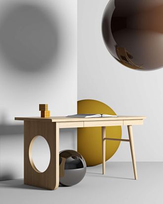 Woodman Schreibtisch »Bau« besonderes Design, Breite 140 cm, FSC-zertifiziert