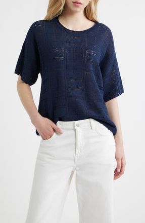 Rag & Bone Morgan Pointelle Stitch Sweater in Navy at Nordstrom, Size Xx-Small