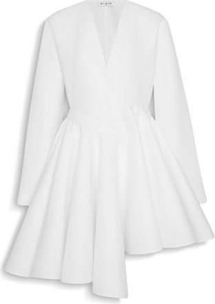 Alaia Long Sleeve Cotton Poplin Minidress in Blanc at Nordstrom, Size 12 Us
