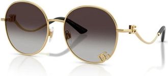 Dolce & Gabbana Ronde Metalen Zonnebril - Dames - Zonnebrillen - Geel - 56 MM - Accessoires