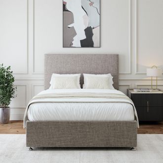 Bedmaster Linen Divan Base & Plain Headboard in Light Grey | Size: Double