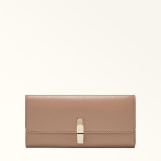 Furla Iride Continental Wallet Xl Greige Grey Textured Leather Woman