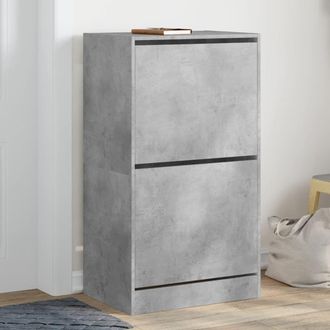 vidaXL Vidaxl - Mueble Zapatero 2 Cajones Abatibles Gris Hormig&oacute;n 60x42x108 Cm
