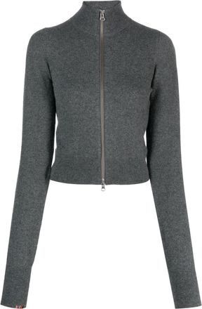 Extreme Cashmere N°302 Lemon zip-up high-neck cardigan - women - Cashmere/Nylon/Spandex/Elastane - One Size - Grey