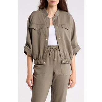 Ellen Tracy Utility Bomber Jacket in Light Olive at Nordstrom Rack, Size X-Large