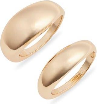 Open Edit Set of Two Domed Rings in Gold at Nordstrom Rack, Size 8