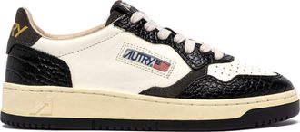Autry Crocodile-Embossed Leather Low-Top Sneakers with Vintage Accents
