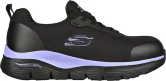 Skechers Womens Arch Fit Evzan Alloy Toe Slip Resistant Work Shoe In Black/purple