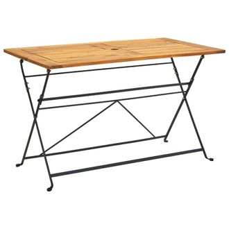 Berkfield Home Folding Garden Table 120x70x74 cm Solid Acacia Wood in Brown | Size: 120 x 70 x 74 cm