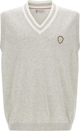 Brunello Cucinelli Gray Cotton Sleeveles Mens Sweater
