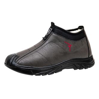 Generic Mens Winter Shoes, Lightweight Non-Slip Warm Boot Waterproof Leather Shoes Outdoor Walking Shoe Comfort Fit Soft Sole Snow Sneakers Fur Lining Ankle B