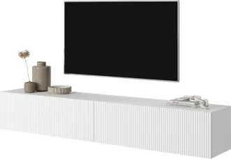 Selsey Selsey - Veldio - Mueble De Tv Colgante - Blanco Con Frentes De Listones - 175 Cm