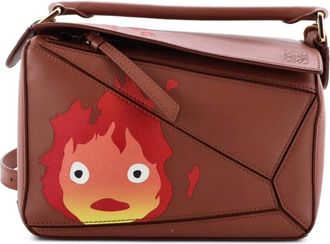 Loewe Howls Moving Castle Puzzle Bag Inlaid Leather Small satchel - Bruin