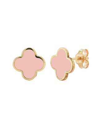 Italian Gold, Inc 14K Light Pink Agate Clover Earrings