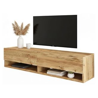 Dmora Mueble Para Tv Veneto, 3 Estantes, 2 Puertas, 4 Compartimentos, 140x32x29h Cm Roble Marr&oacute;n