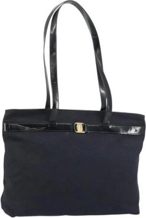 Ferragamo Pre-owned Tote Bags, female, Black, Size: ONE SIZE Pre-owned Canvas Tote Bag