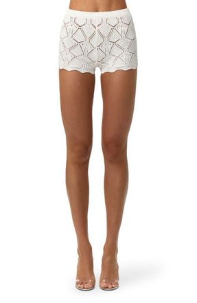 Naked Wardrobe Pointelle Knit Shorts in White at Nordstrom, Size X-Small