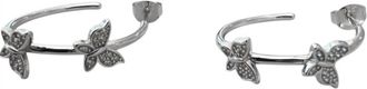 Debbie Katz Womens Hoops Earrings With Butterflies In Silver