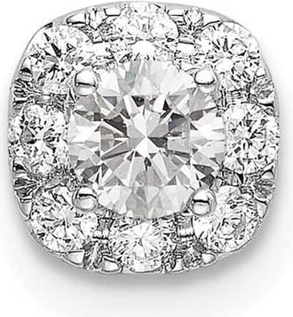 Diamond2Deal 14K White Gold Lab Grown Diamond Cushion Halo Pendant (0.35ct, VS, G-H)