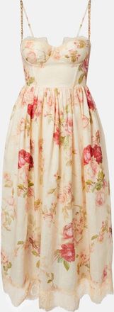 Zimmermann Roselight floral linen midi dress