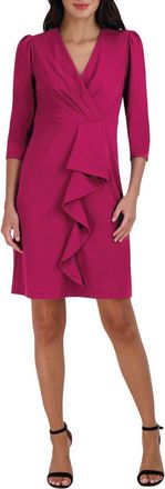 Julia Jordan Cascade Ruffle Crepe Sheath Dress in Deep Fuchsia at Nordstrom Rack, Size 2