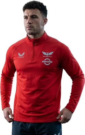Castore Unisex-midlayer voor volwassenen 2024/25 met Scarlets-logo (Rood)
