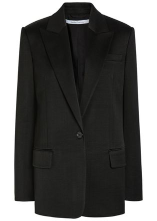 Another Tomorrow Oversized Twill Blazer - Black - 42 (UK10 / S)
