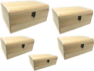 Trade Shop Trade Shop - Set 5 Scatole In Legno Matrioska Baule X Decoupage Scatola Cofanetto Portagioie