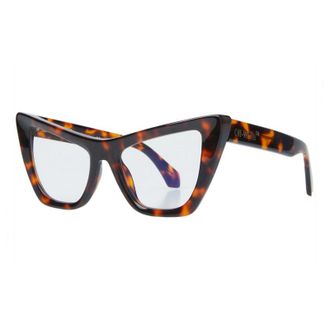 Off-white Eyeglasses Cat Eye Full Rim, Havana Frame And Clear Blue Light Block Lens Oerj011Style116000