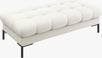 BLOOMINGLOFT Grosser Design Hocker / Sitzbank Mamaia Strukturstoff - Beine Schwarz