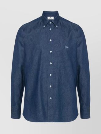 Etro cotton paisley logo button-down shirt