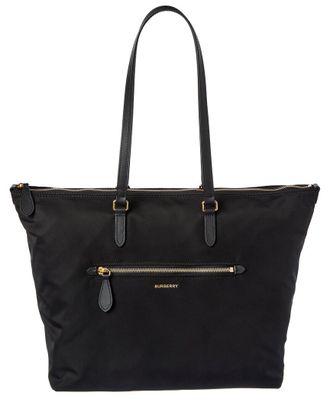 Burberry Zip Large Nylon & Leather Tote