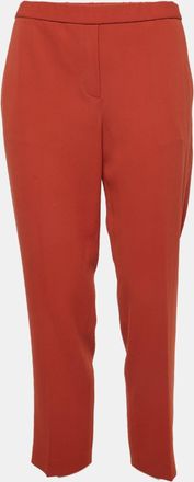 Theory Burnt Orange Textured Crepe Straight Leg Pants