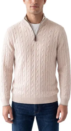 N.Peal N. PEAL Albemarle Cable Cashmere 1/2-Zip Sweater