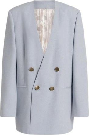 Alberta Ferretti Dubbele rij knopen jas met gouden knopen - Dames - Blazers - Blauw - S - Jassen
