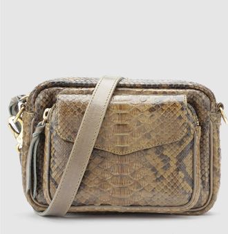 CLARIS VIROT Sac Baby Charly Python Kaki Foncé