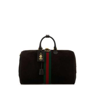 Gucci Dark Brown Suede Medium Gucci Savoy Travel Bag