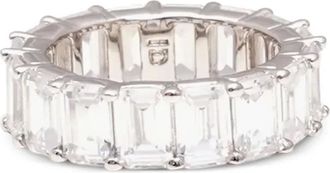Izabel Display emerald-cut zirconia ring - women - Zirconia/18K White Gold-Plated Brass - 54 - Silver