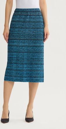 Ming Wang Side Slit Tweed Knit Pencil Skirt in Deep Teal at Nordstrom, Size X-Small