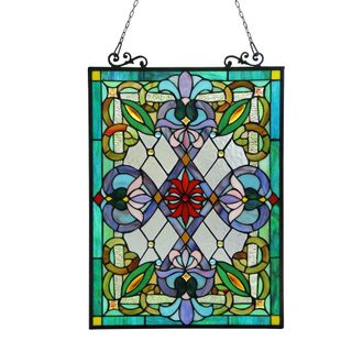 Chloe Lighting IZZY Tiffany-glass Victorian Window Panel 18x25.5