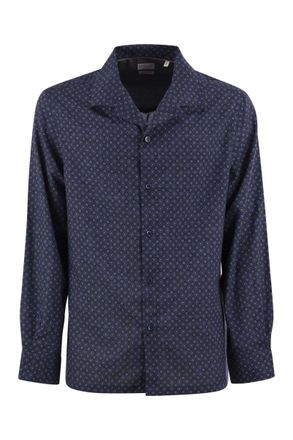 Brunello Cucinelli Geometric Print Easy Fit Twill Shirt Met Campkraag