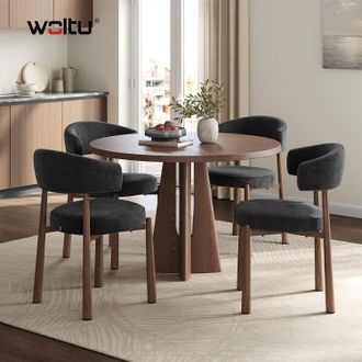 Woltu Woltu Juego De 4 Sillas Modernas Para Comedor/cocina - Tapizado De Chenilla, Patas De Metal Con Efecto Madera - Apto Para Comedor, Sala De Estar O Res