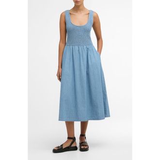 Barbour Josie Sleeveless Chambray Midi Dress at Nordstrom, Size 10 Us