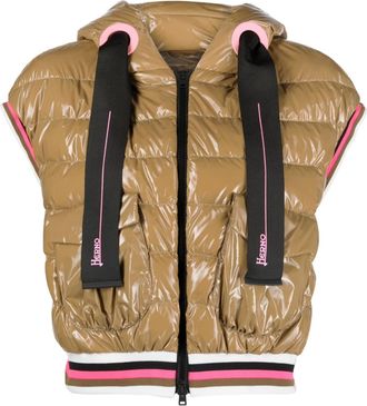Herno glossy-finish padded gilet - women - Polyamide/Polyamide/Polyurethane/Polyester/Feather Down - 44 - Brown