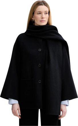 Marc O'Polo Button Flap Pocket Coat - Dames - Mantel - Blauw - M - Wol - Jassen