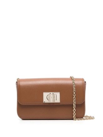Furla logo-plaque satchel bag - women - Leather - OS - Brown